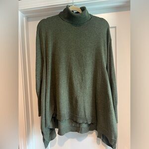 Olive green turtleneck tunic sweater